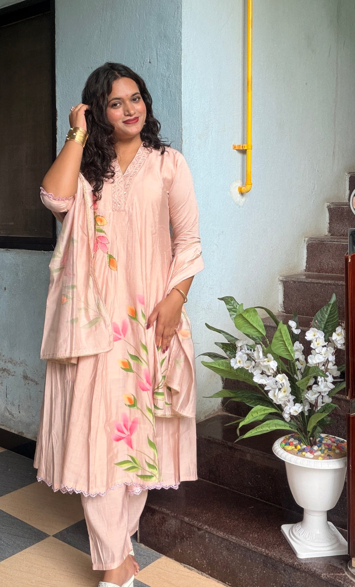 Blush Floral Anarkali Set